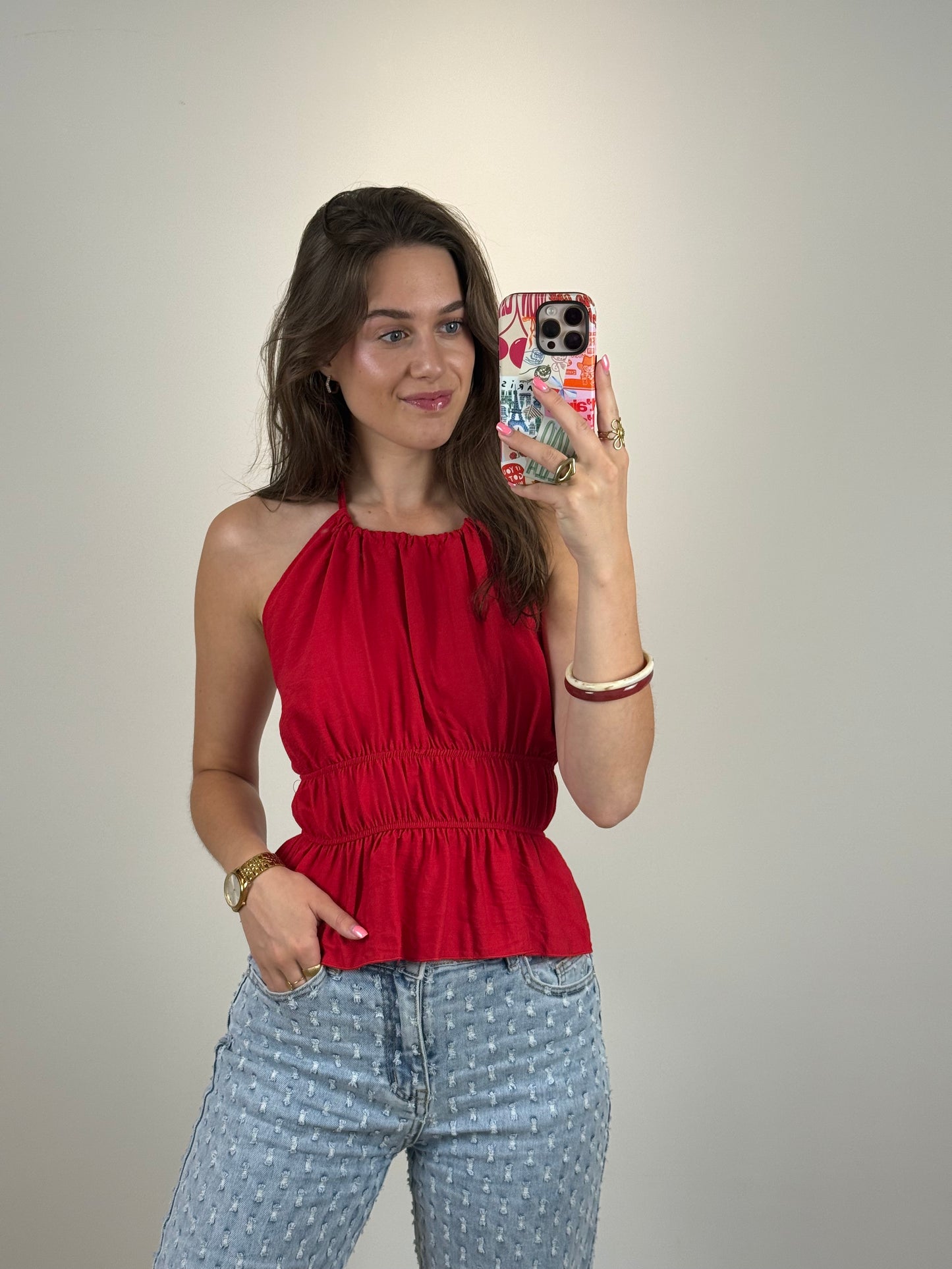 Halter top - rood