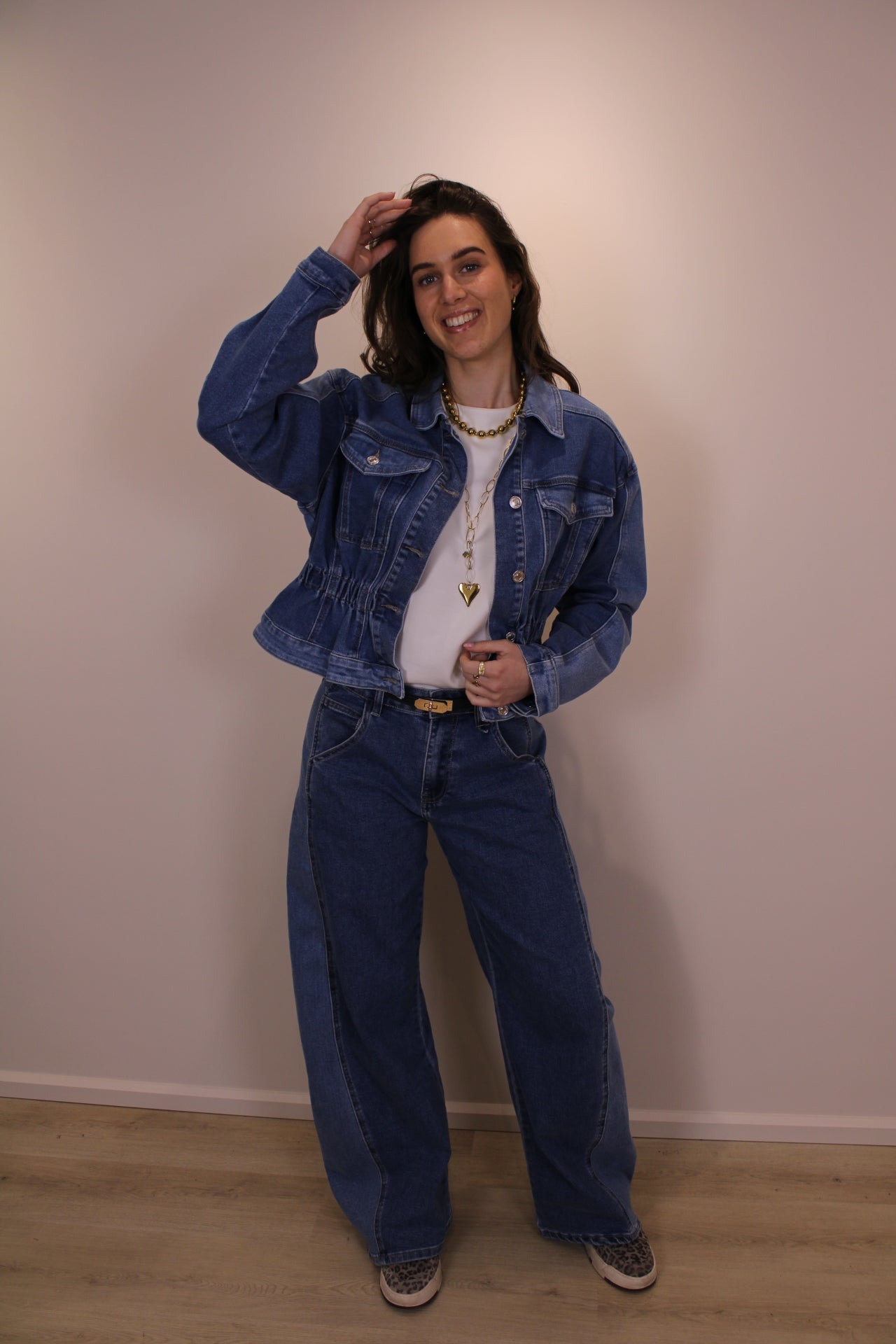 Mid waist - balloon stretch jeans - denim