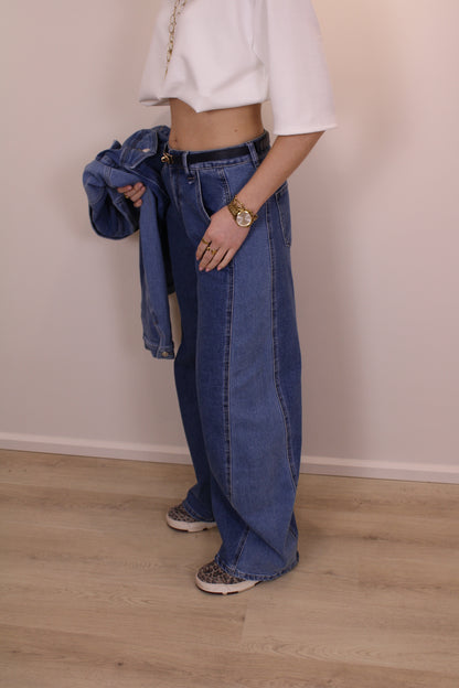 Mid waist - balloon stretch jeans - denim