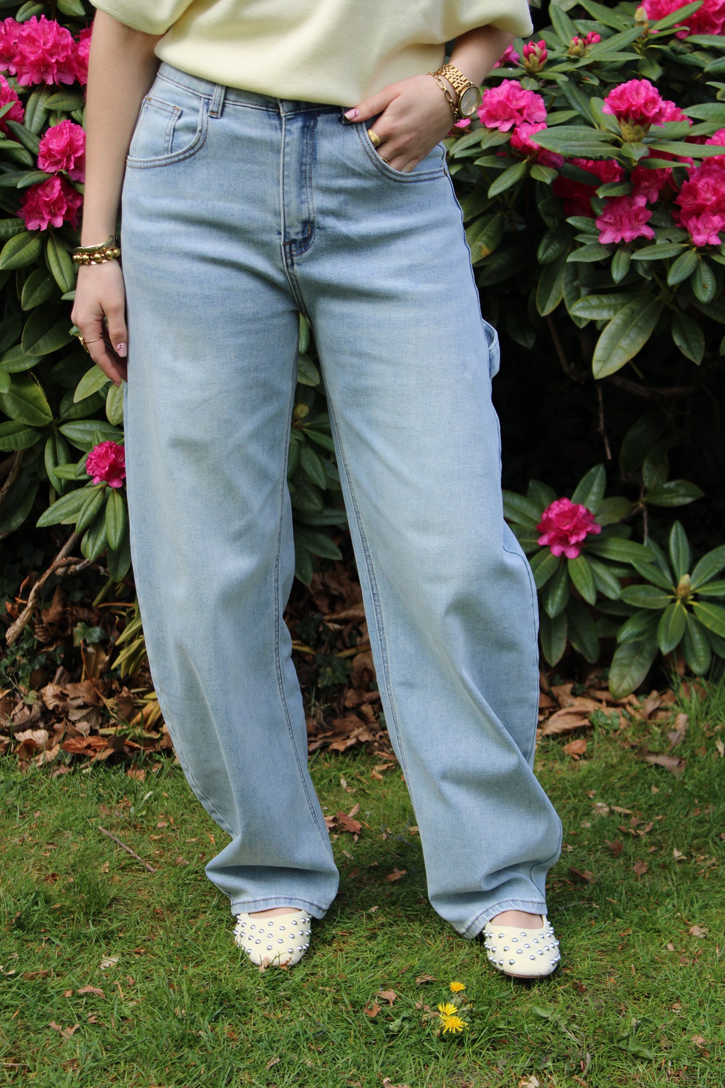 High waist - balloon stretch jeans - denim - At Styles