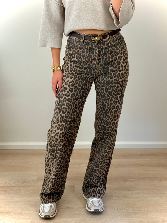 High waist - straight leg jeans - panter