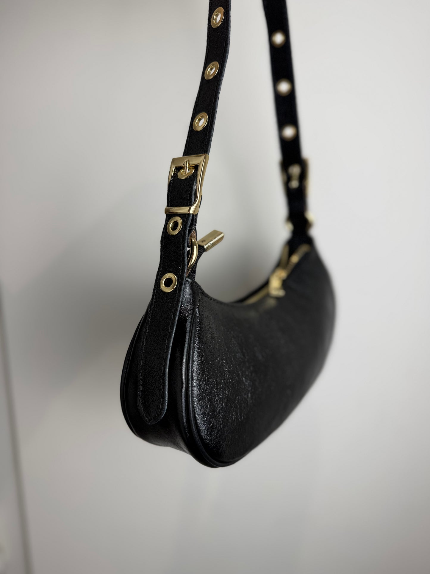 Leren tas Britt - metallic zwart