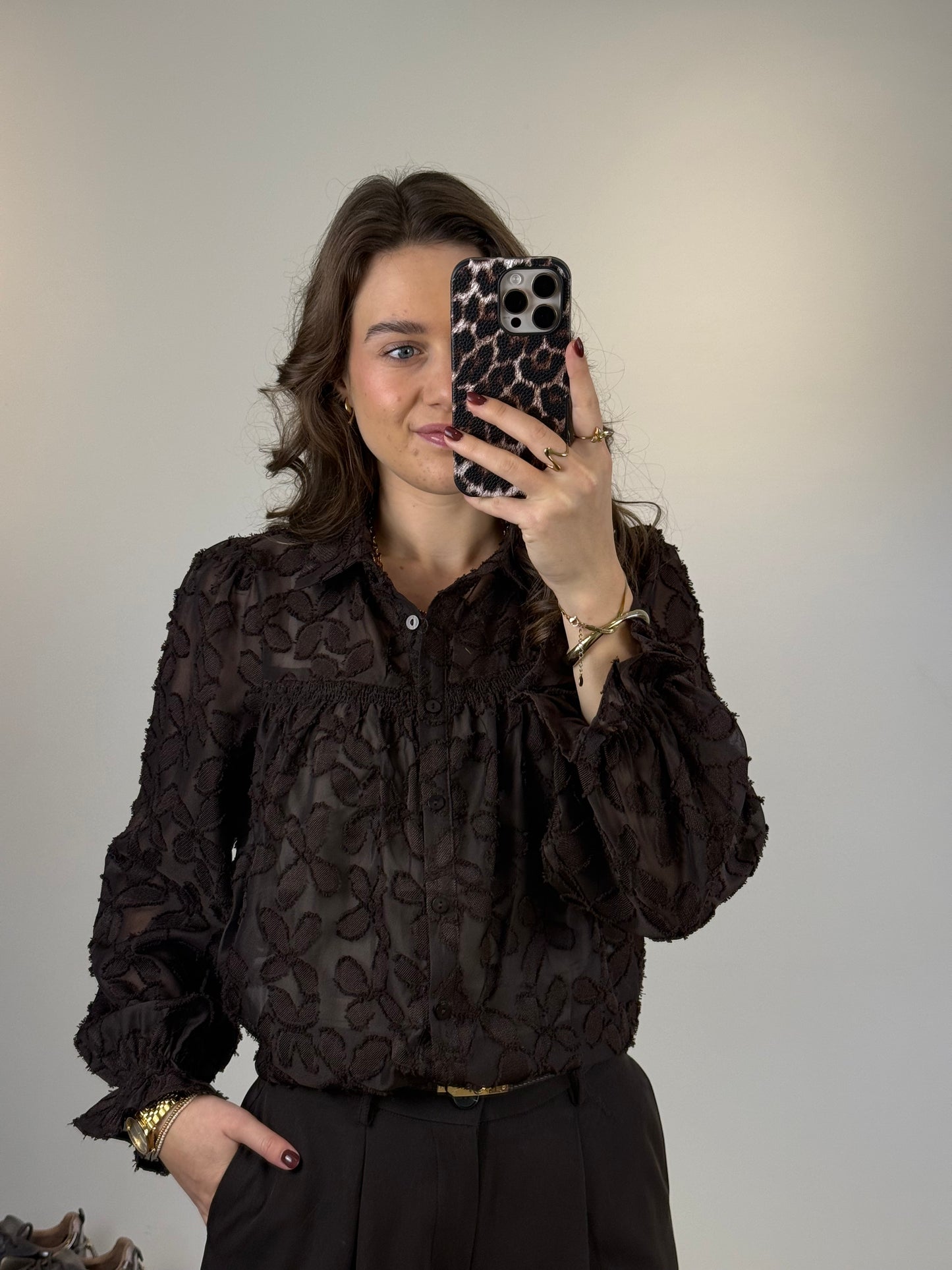 Bloemen blouse - bruin