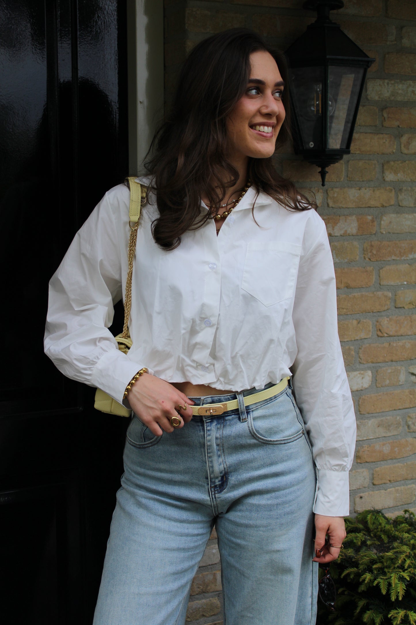 Cropped blouse - wit