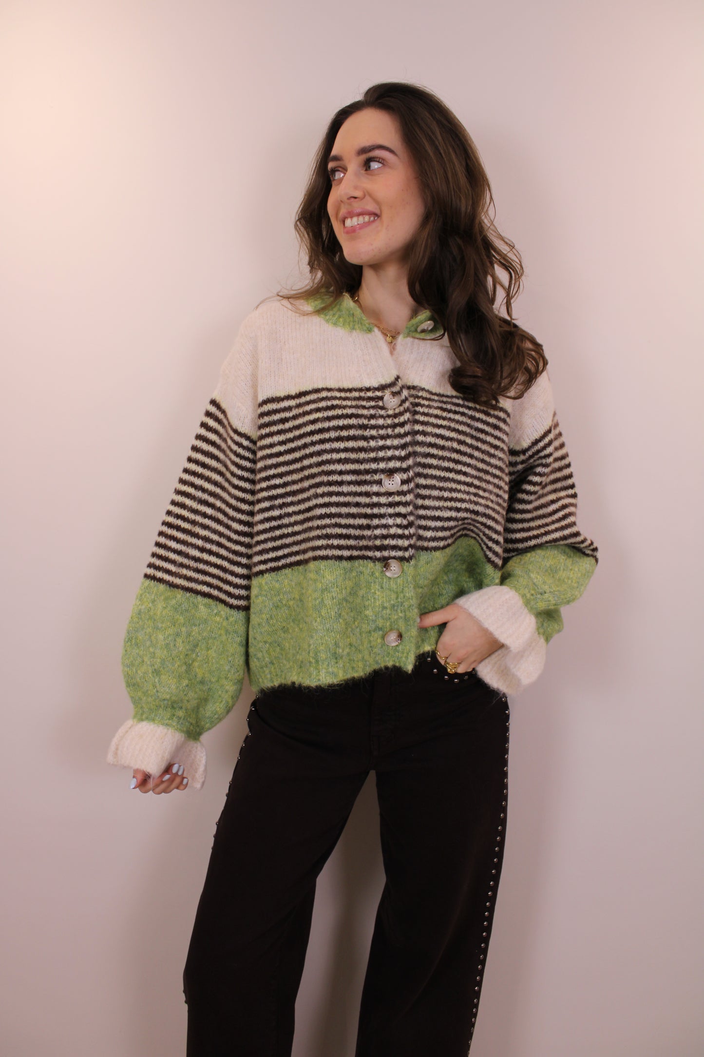 Trui met ruffles - groen