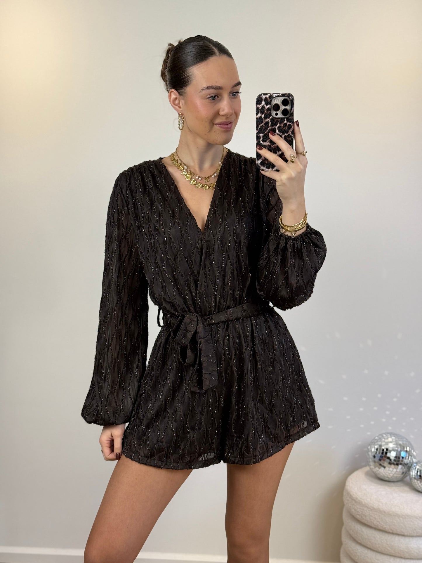 Glitter playsuit - bruin