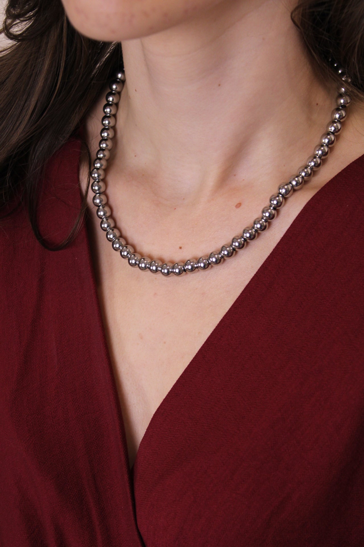 Kralen ketting - zilver