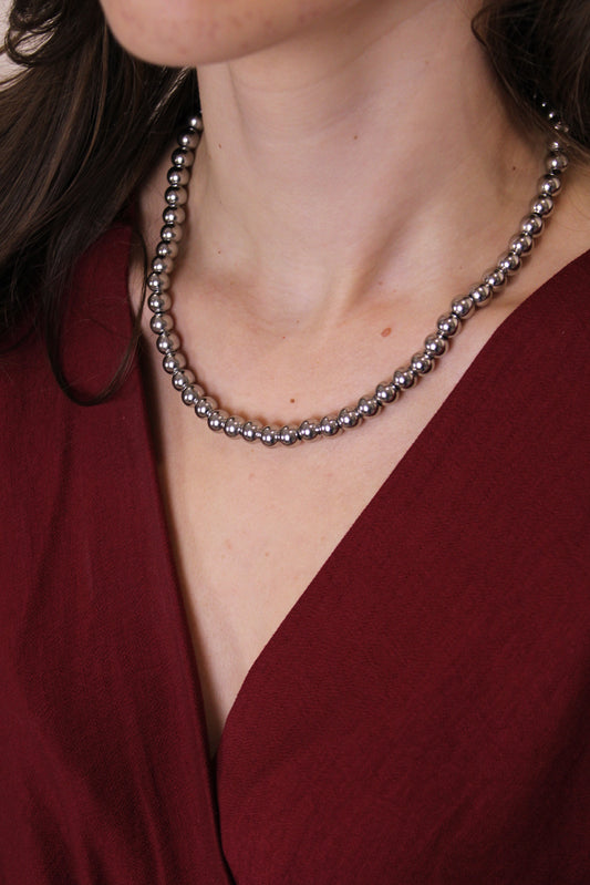 Kralen ketting - zilver