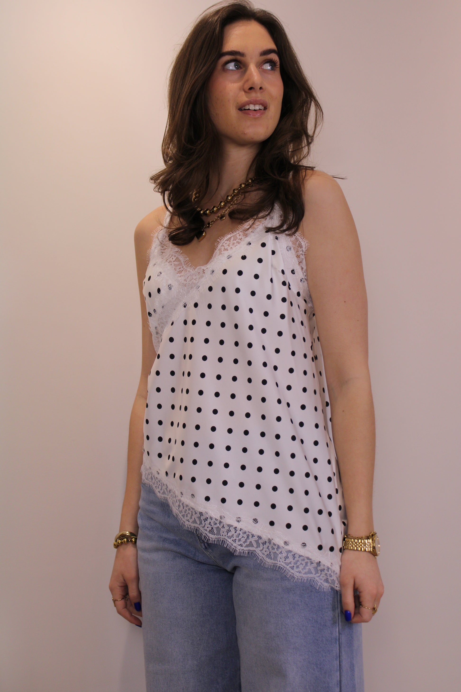 Polkadot top - wit zwart - At Styles