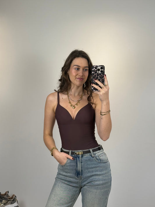 Seamless shaping body met cups - bruin