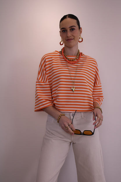 PRE-ORDER Gestreept shirt - oranje (uiterlijk di. 31 maart in huis) - At Styles