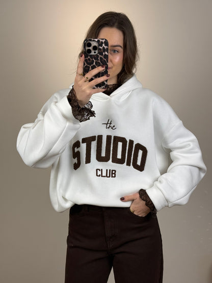 Fleece hoodie/trui Studio - wit