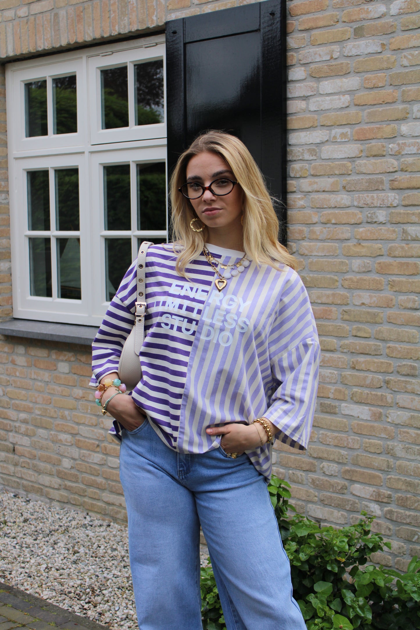 Gestreept studio shirt - lila - At Styles