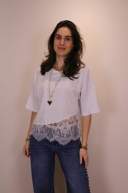 Shirt met kant - wit