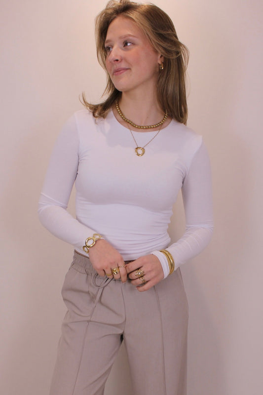 Basic top dubbellaags - wit