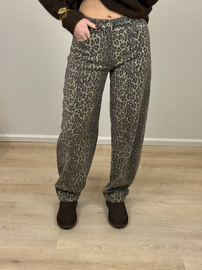 Mid waist - balloon stretch jeans - panter