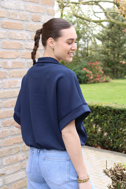 Top/vest met rits - donkerblauw