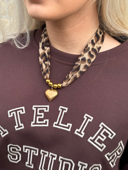 Panter ketting met hart - goud