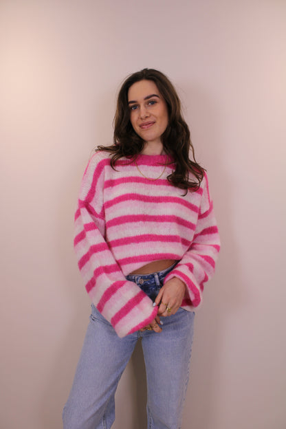 Gestreepte trui - roze