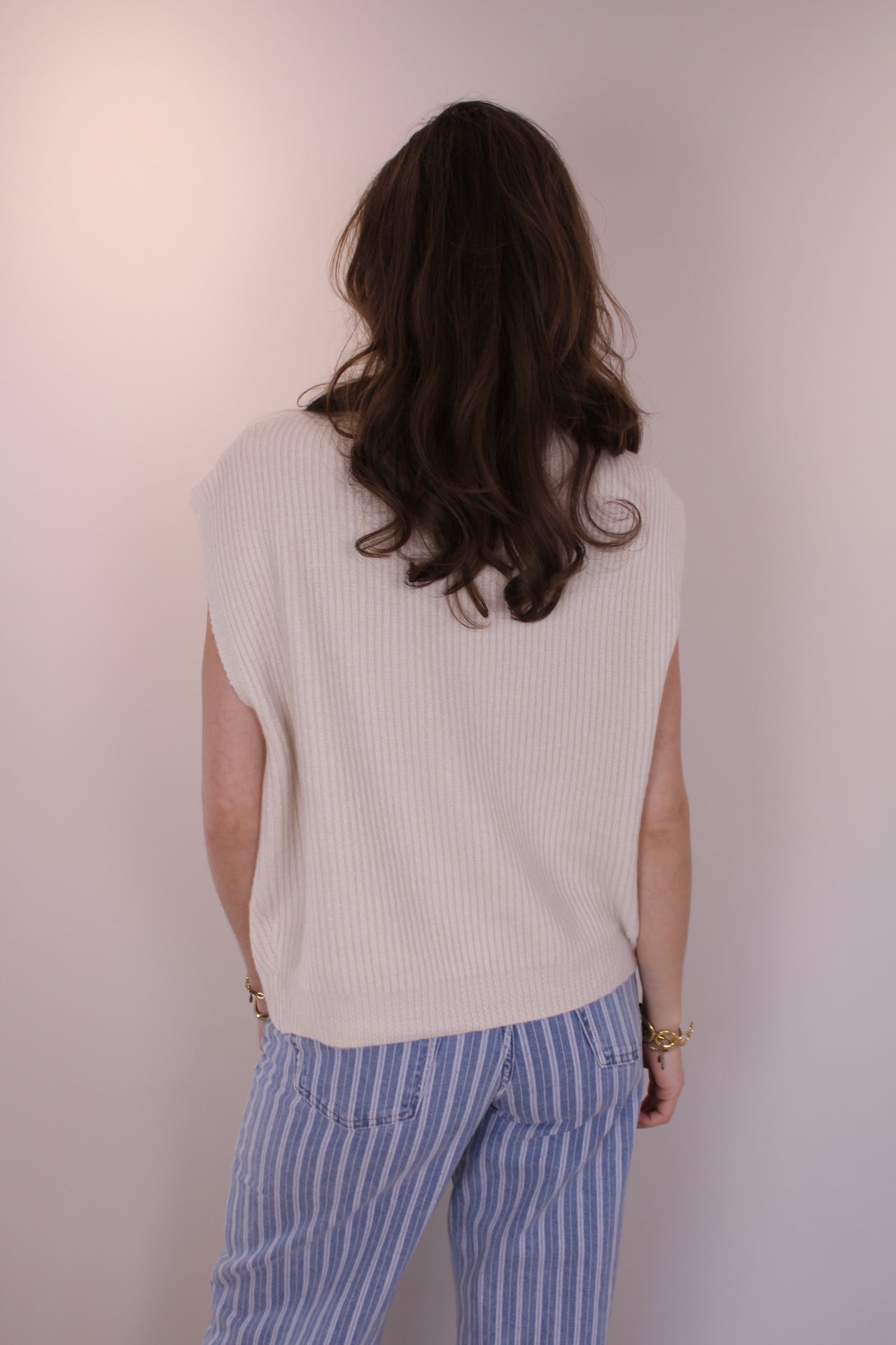 Spencer top/vest met rits - creme - At Styles