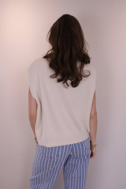 Spencer top/vest met rits - creme - At Styles