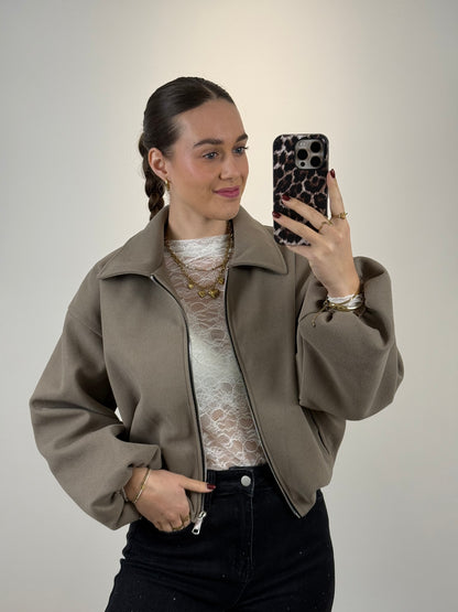 Bomber jasje vilt - beige