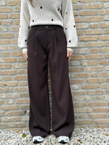 Wide leg pantalon - bruin