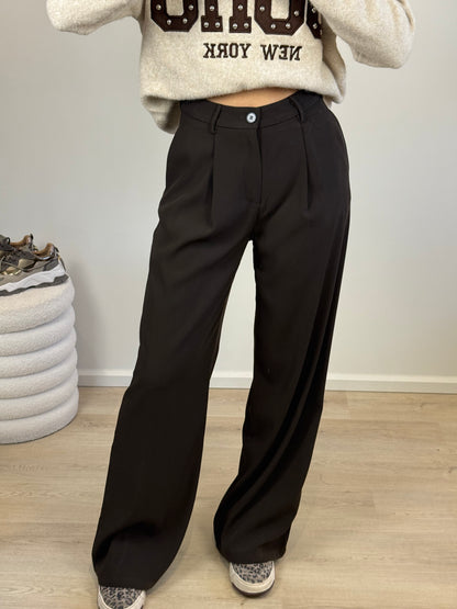 Wide leg pantalon - bruin
