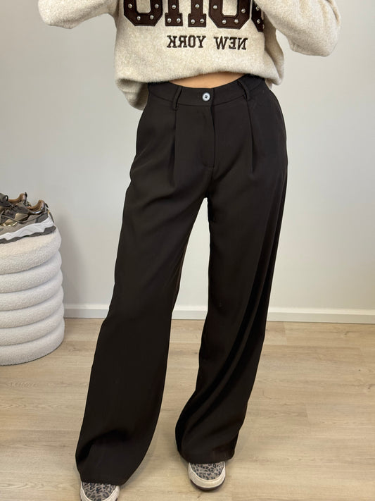 Wide leg pantalon - bruin (maat S direct leverbaar, maat M & L wordt 2 dec verzonden)