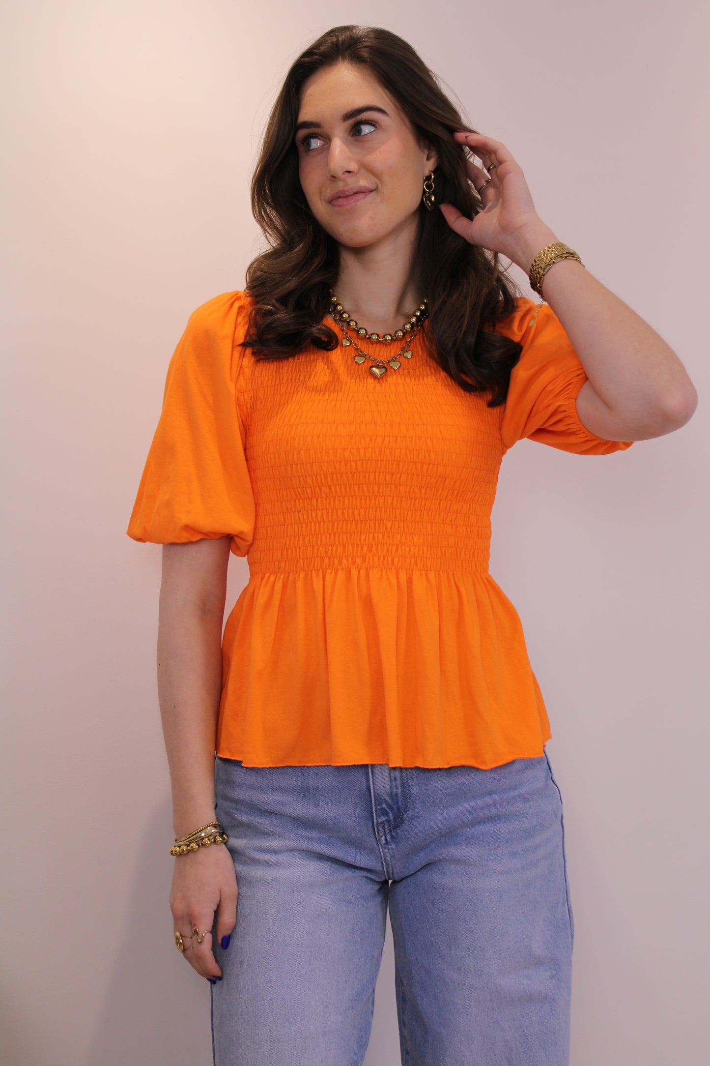 Peplum top - oranje