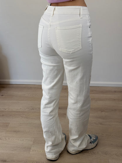 Mid waist - straight leg jeans - wit