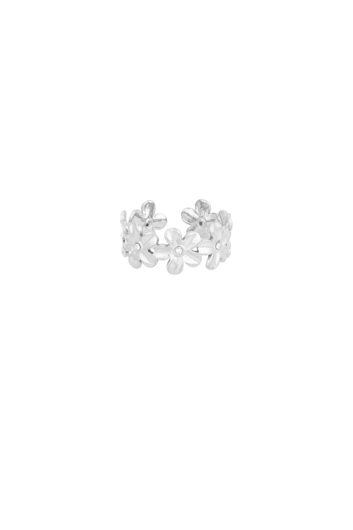 Bloementjes ring - zilver