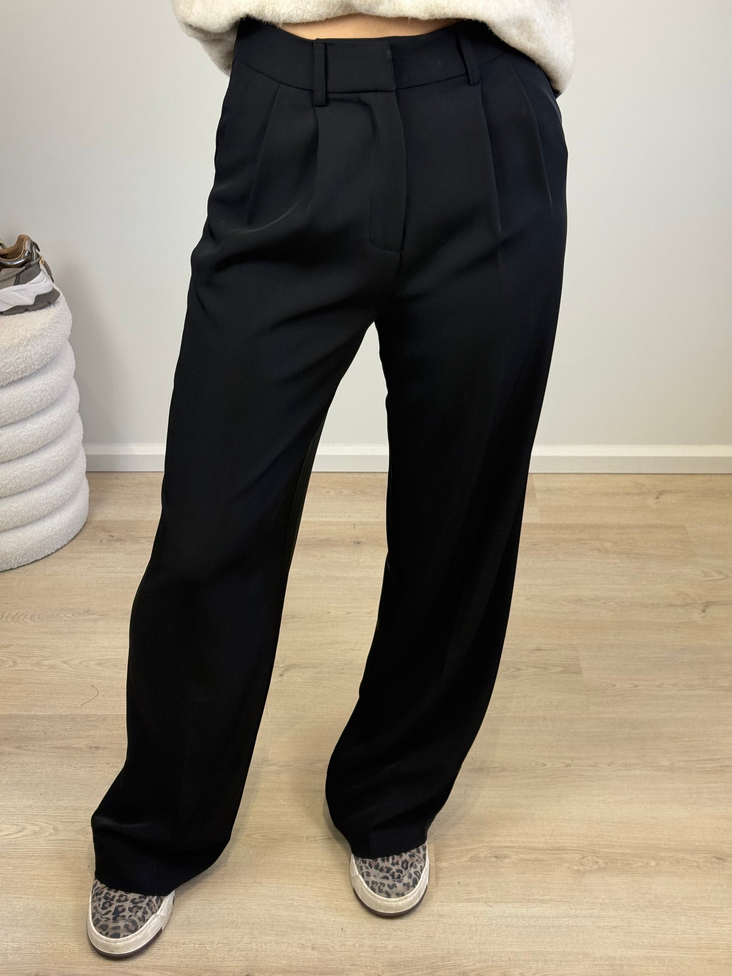 Wide leg pantalon - zwart