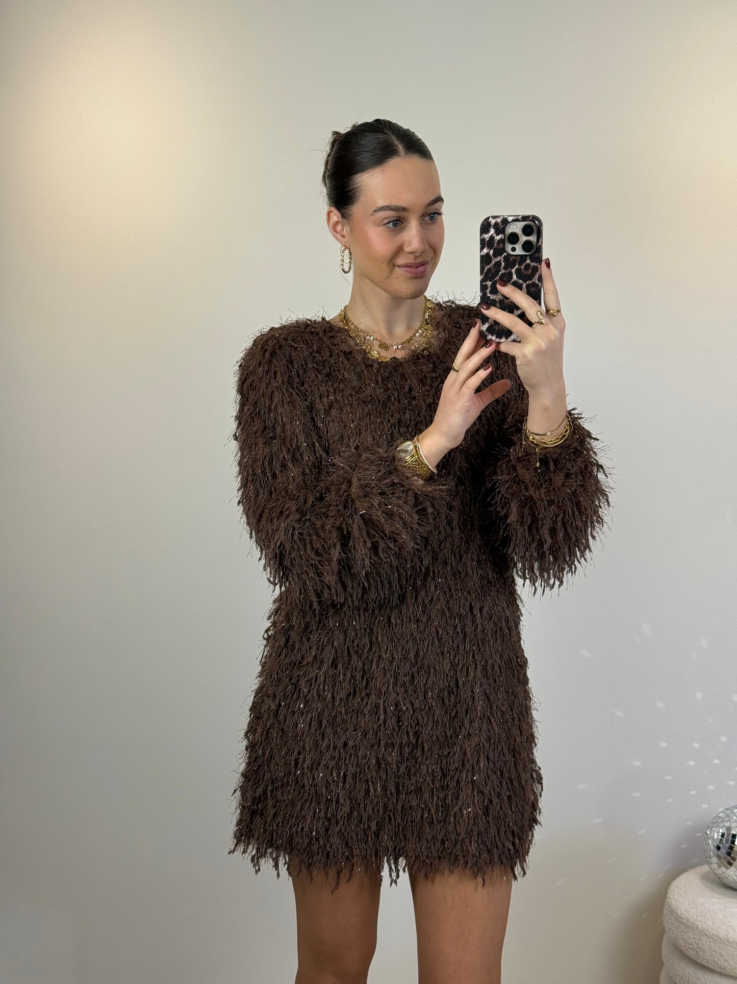 Franjes jurk - bruin