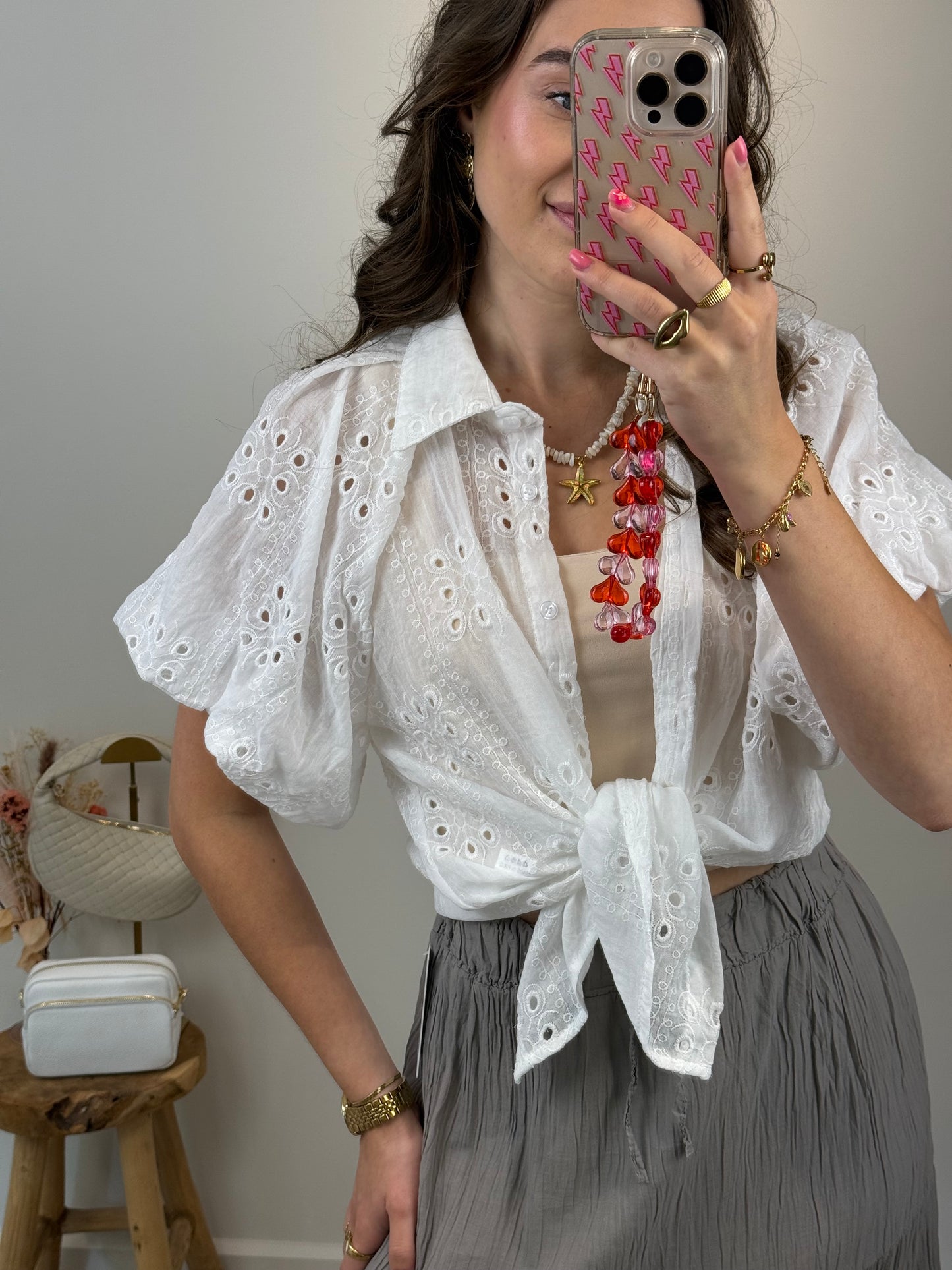 Broderie blouse - wit