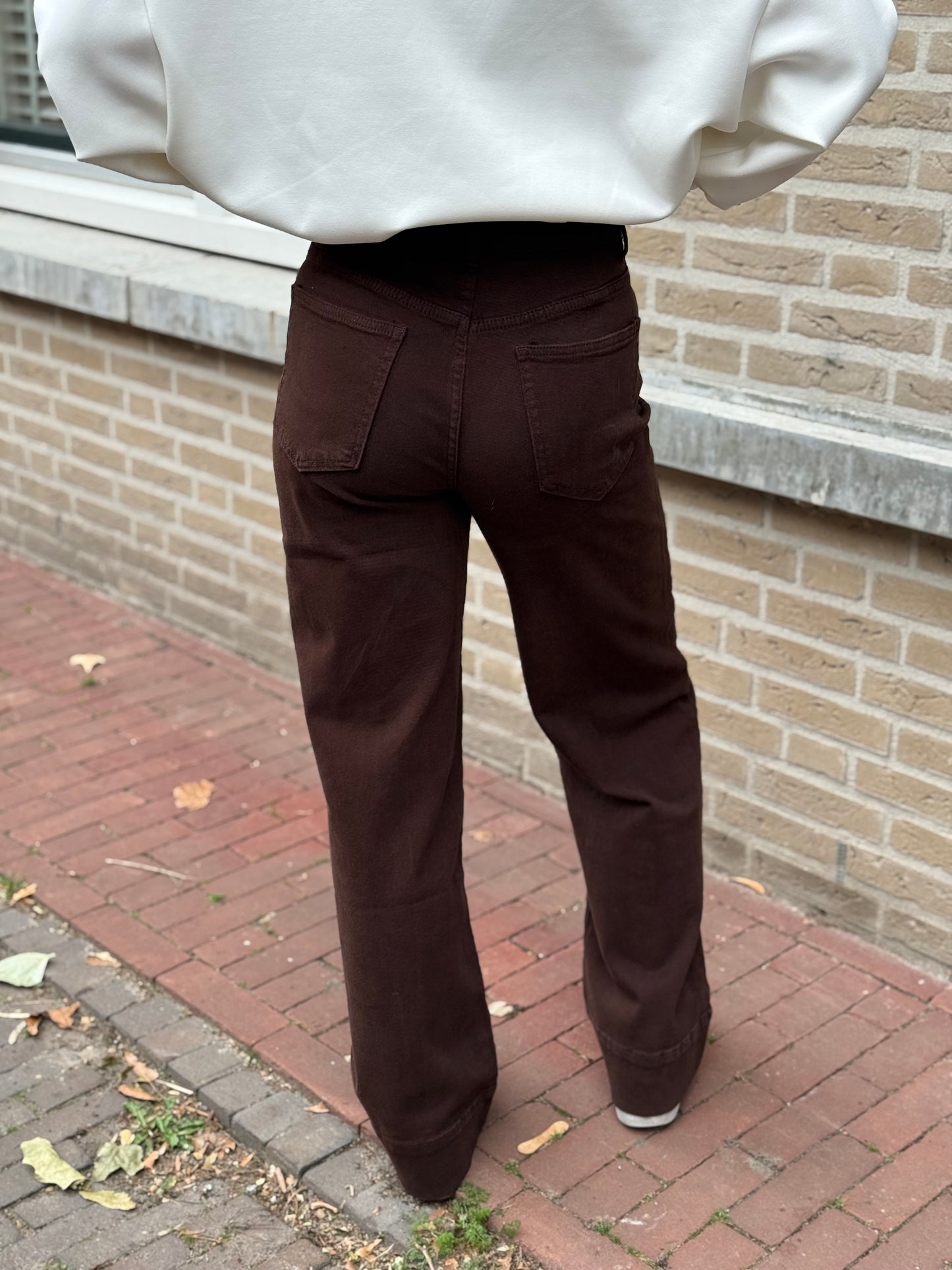 High waist - wide leg jeans - bruin