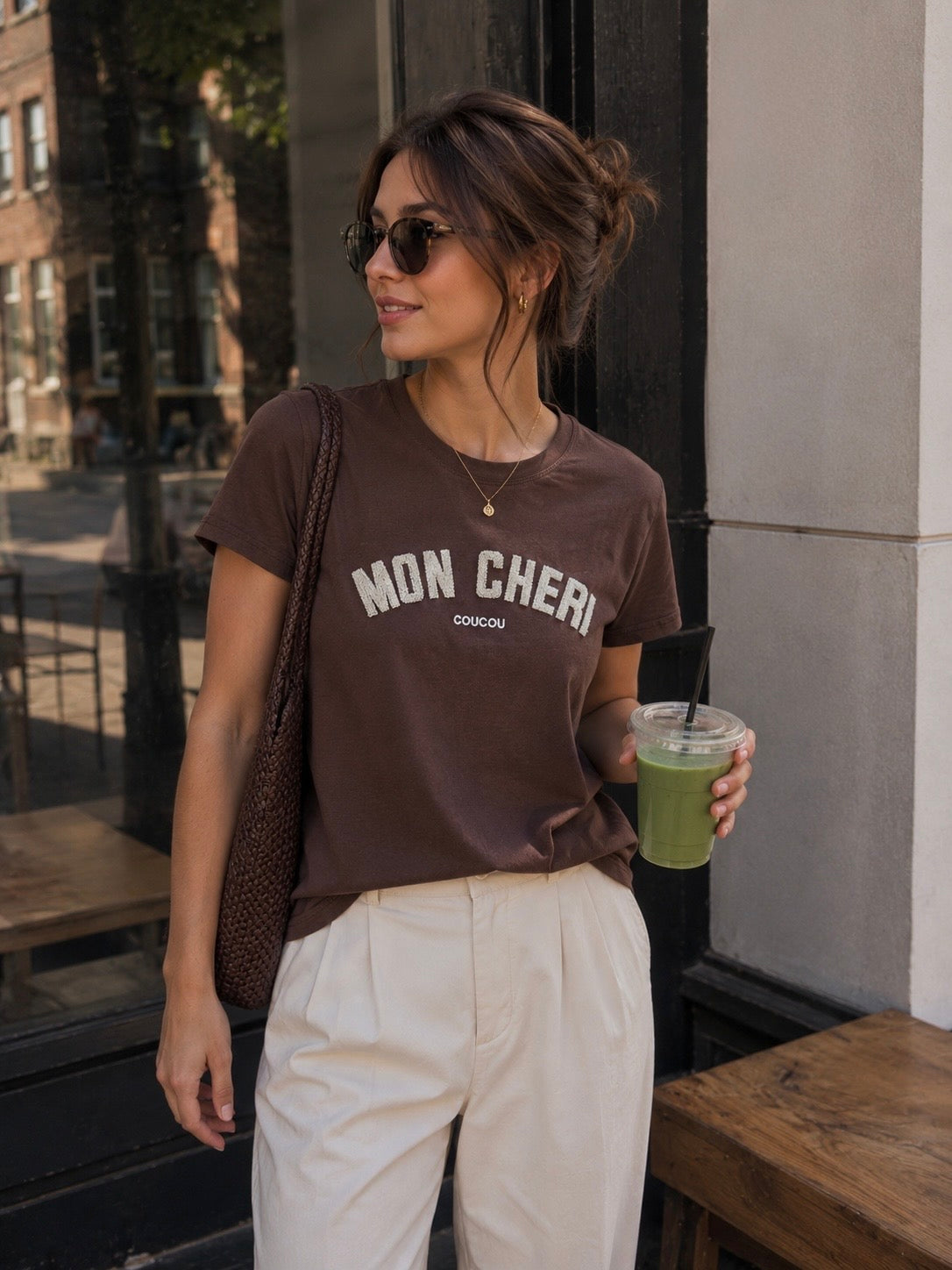 Shirt 'mon cheri' - bruin