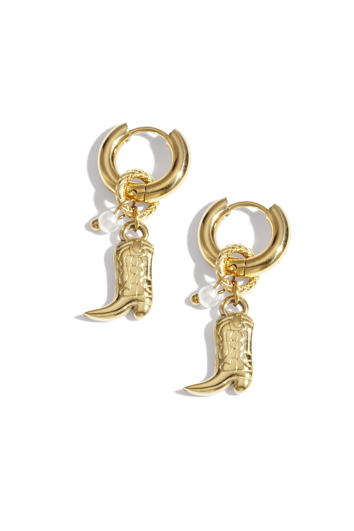 Cowboyboots oorbellen - goud