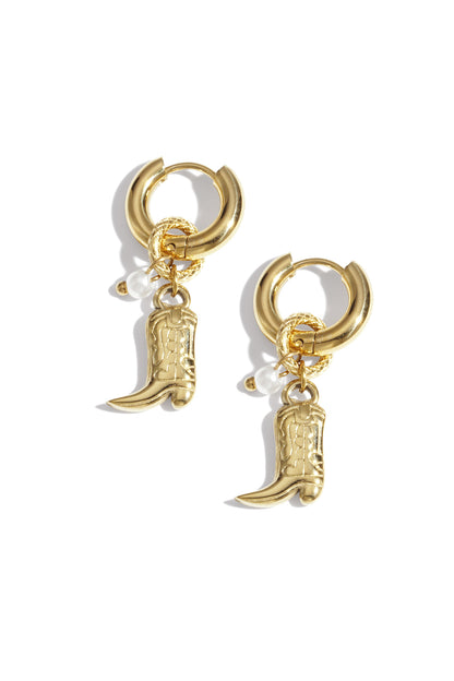 Cowboyboots oorbellen - goud