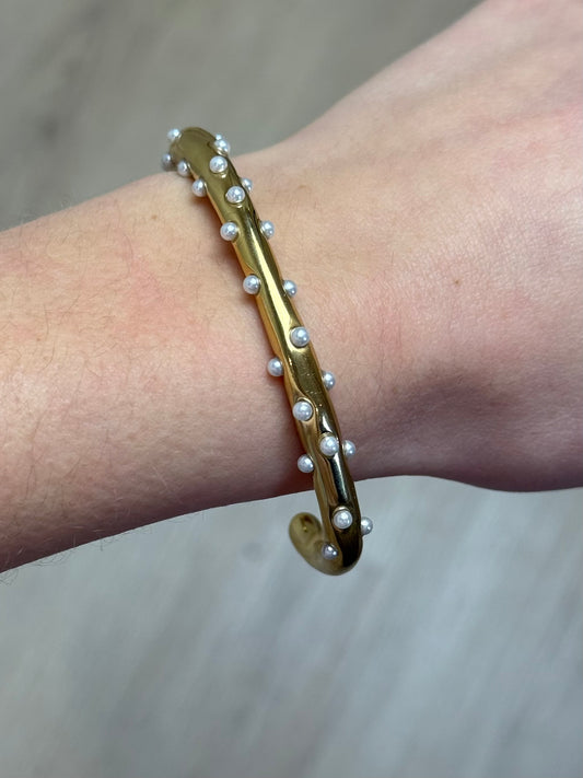 Bangle armband parels - goud