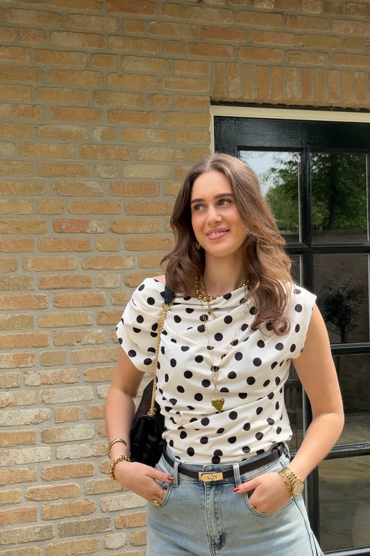 Polkadot top - wit