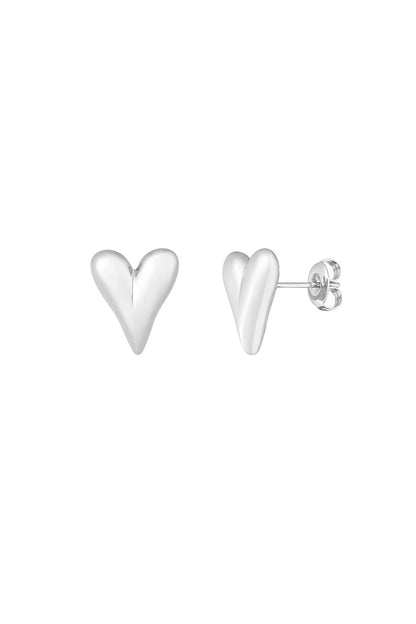 Hart knopjes oorbellen - zilver