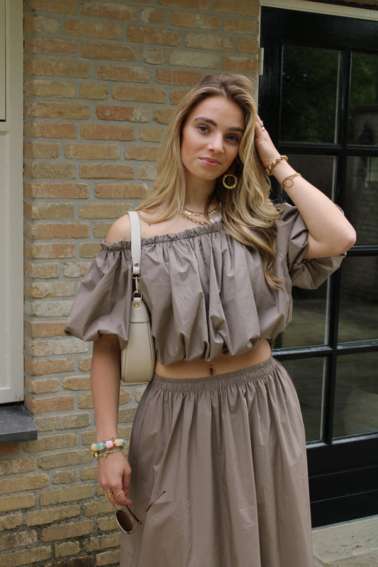 Off shoulder top - taupe