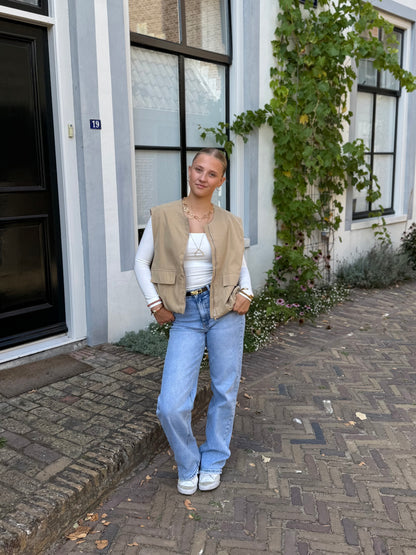 Basic top met vierkante hals - wit