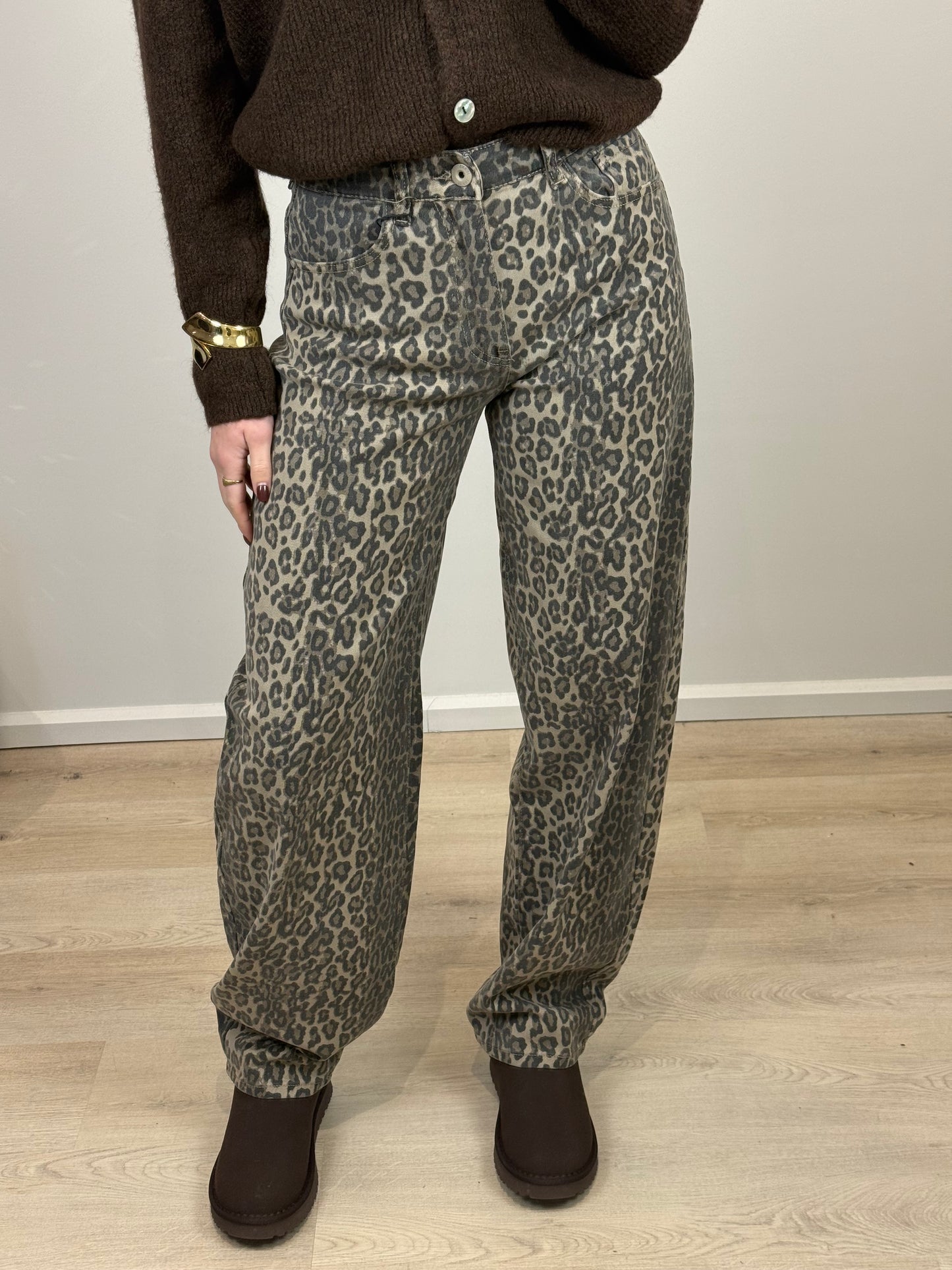 Mid waist - balloon stretch jeans - panter