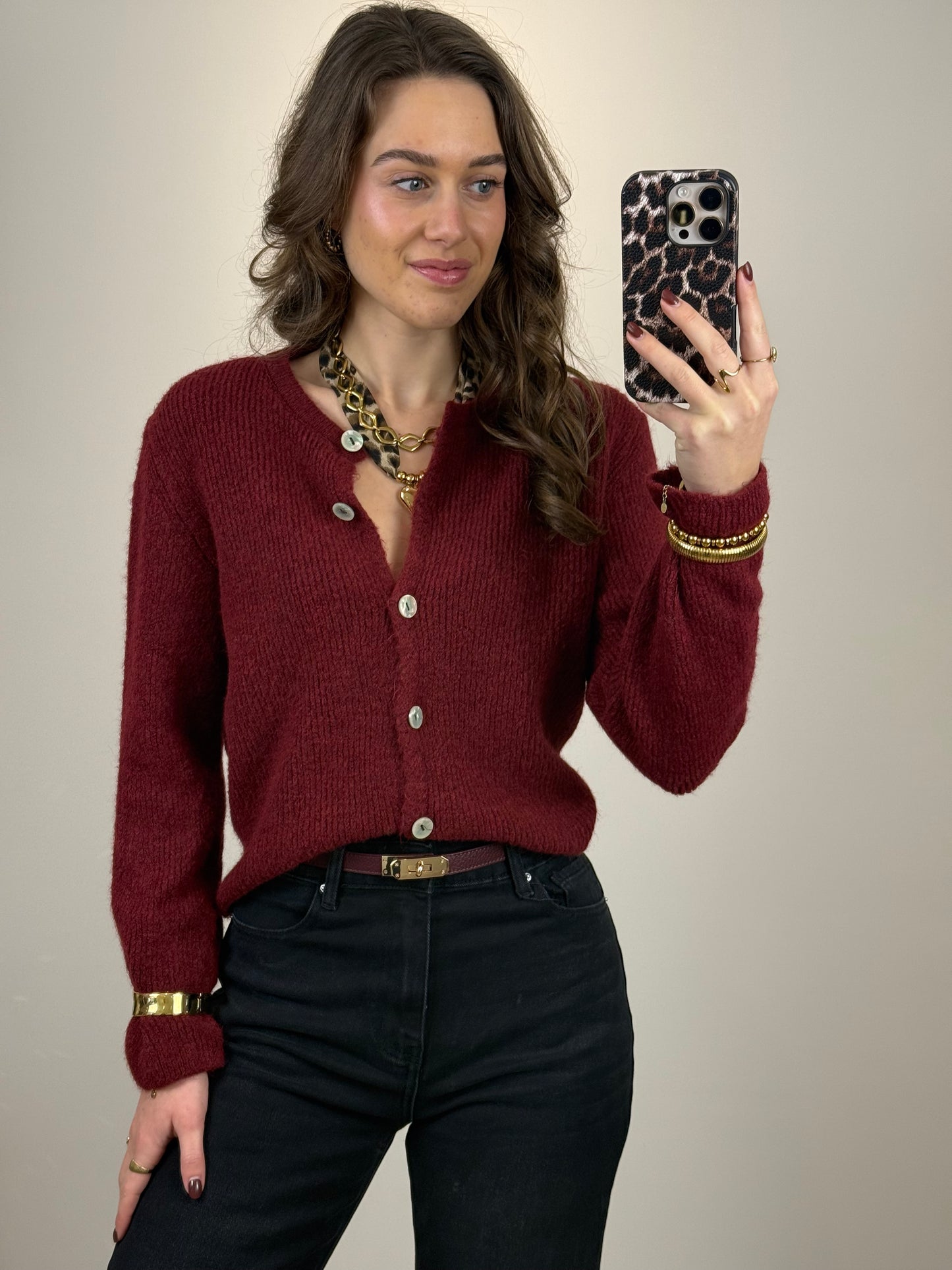 Cozy top/vest lange mouw - bordeaux