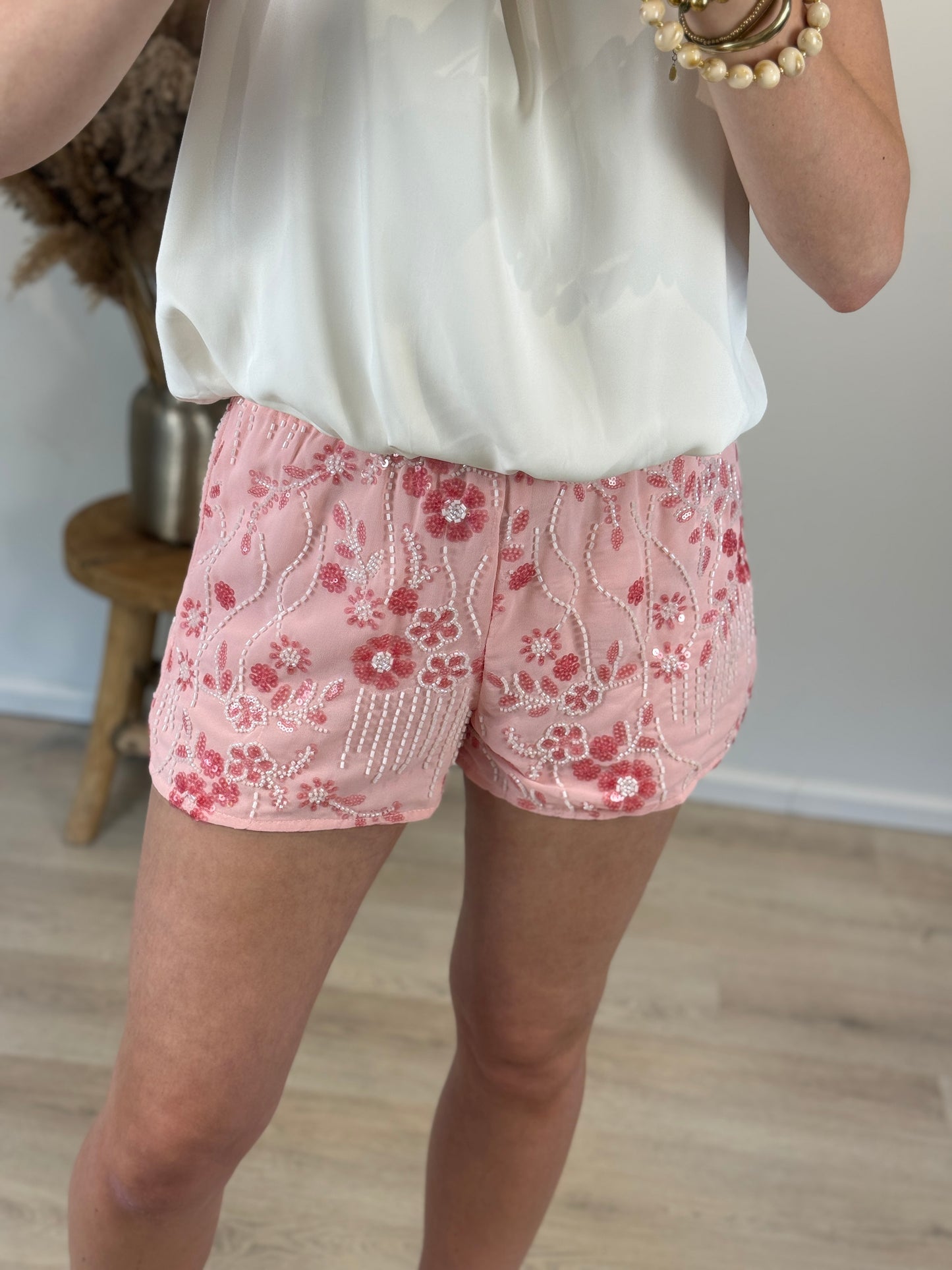 Pailletten short - roze