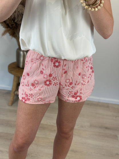 Pailletten short - roze