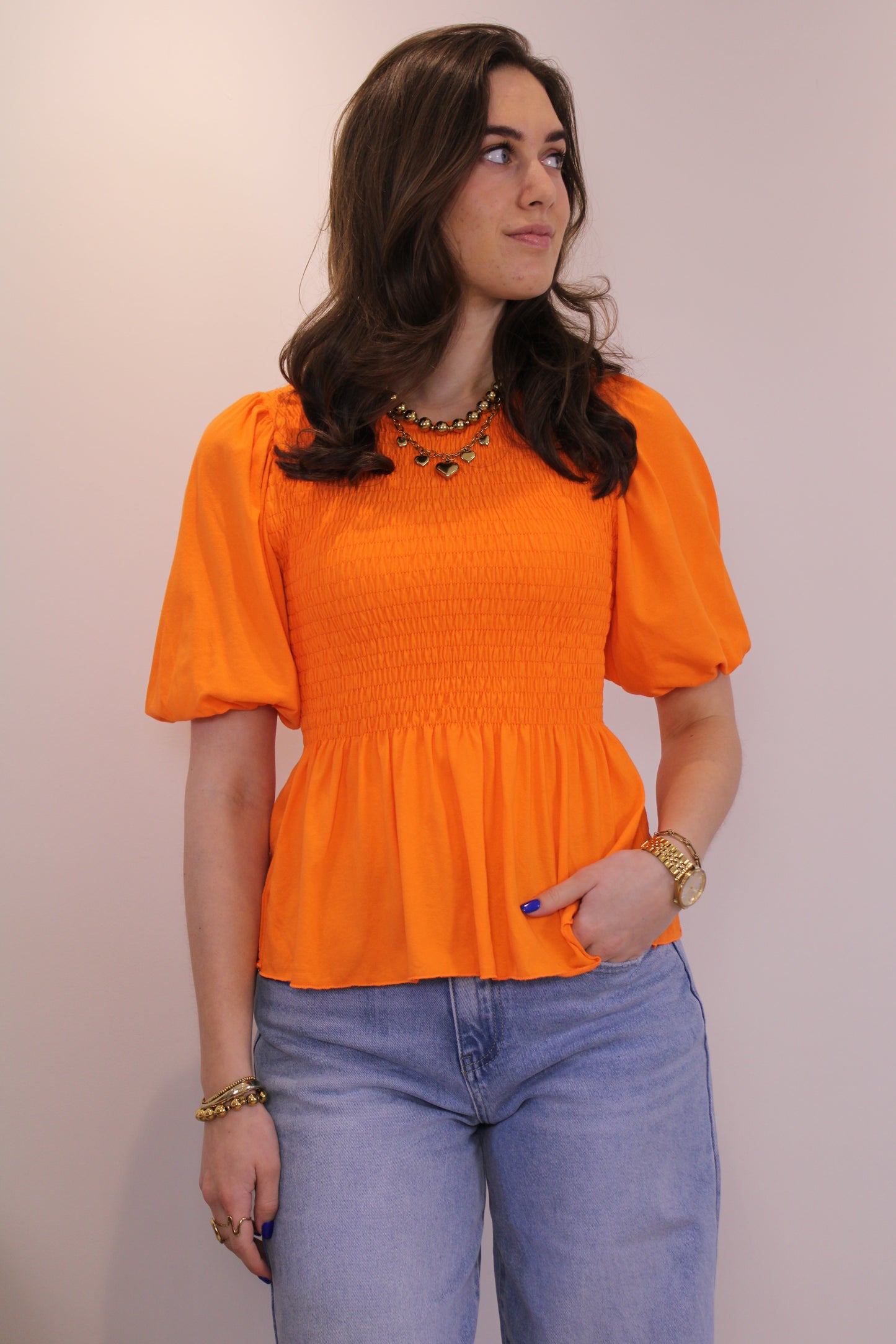 Peplum top - oranje
