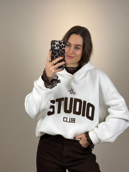 Fleece hoodie/trui Studio - wit